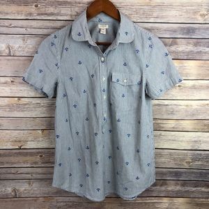 J. Crew | Striped Nautical Anchor Print Top Sz XS